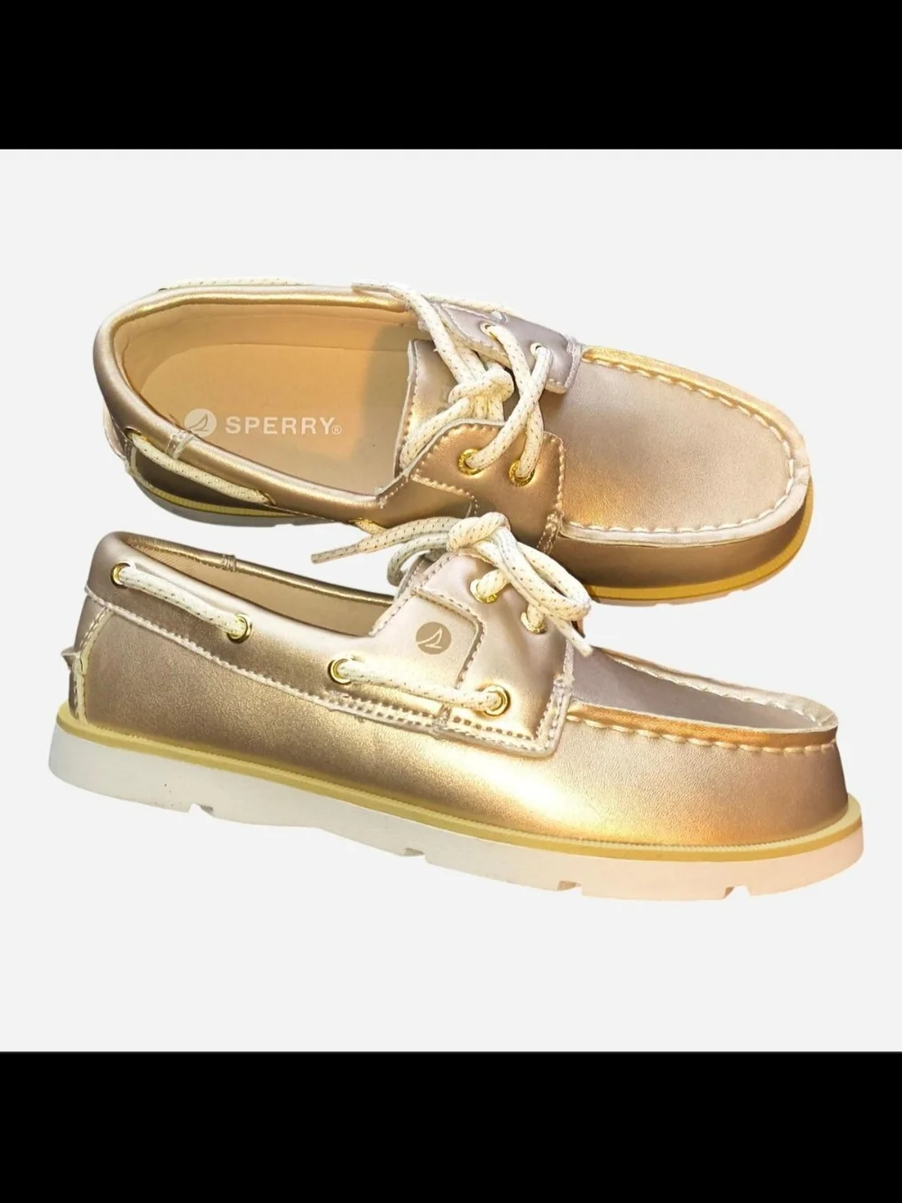 Sperry Kids Metallic Rose Gold Boat Shoes